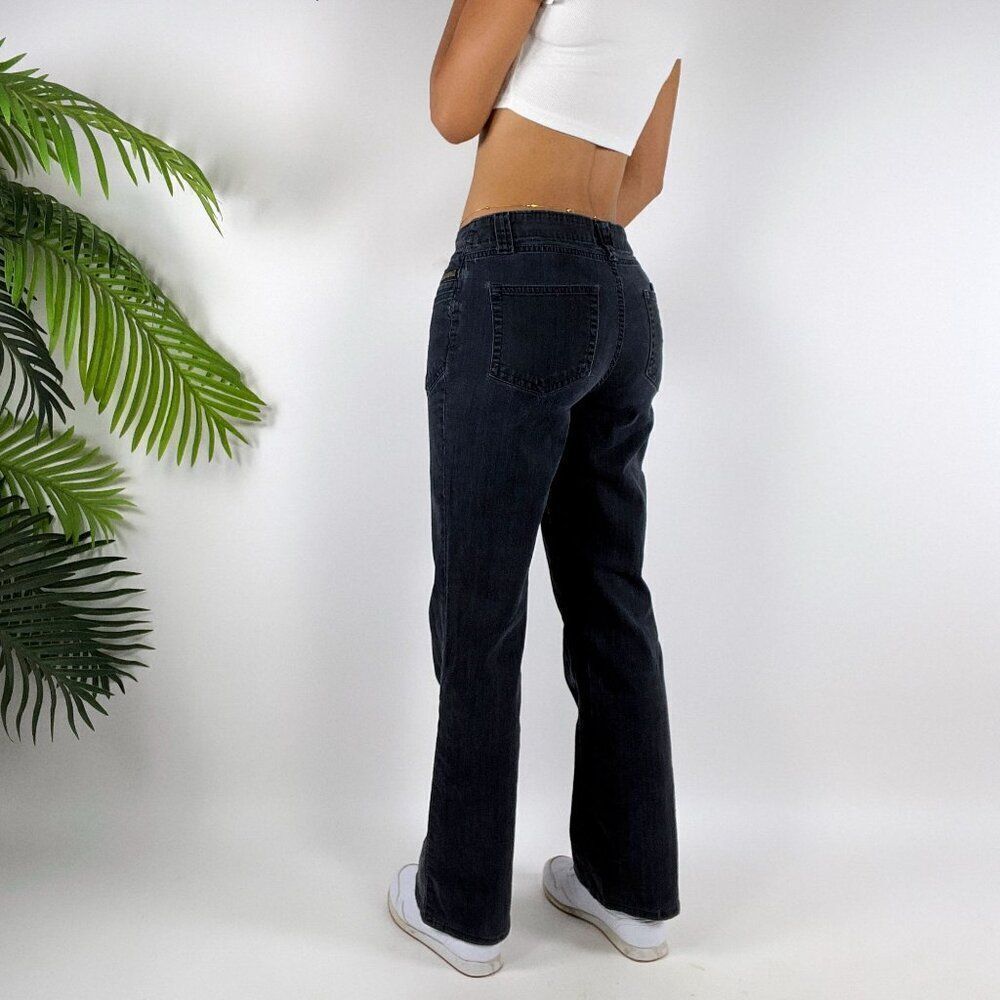 Womens Vintage Y2K Navy Indie Grunge Low Rise Streetwear Bootcut Cargo Jeans / 9 - Picture 2 of 6